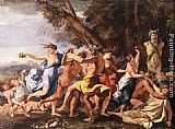 Nicolas Poussin Bacchanal before a Statue of Pan painting